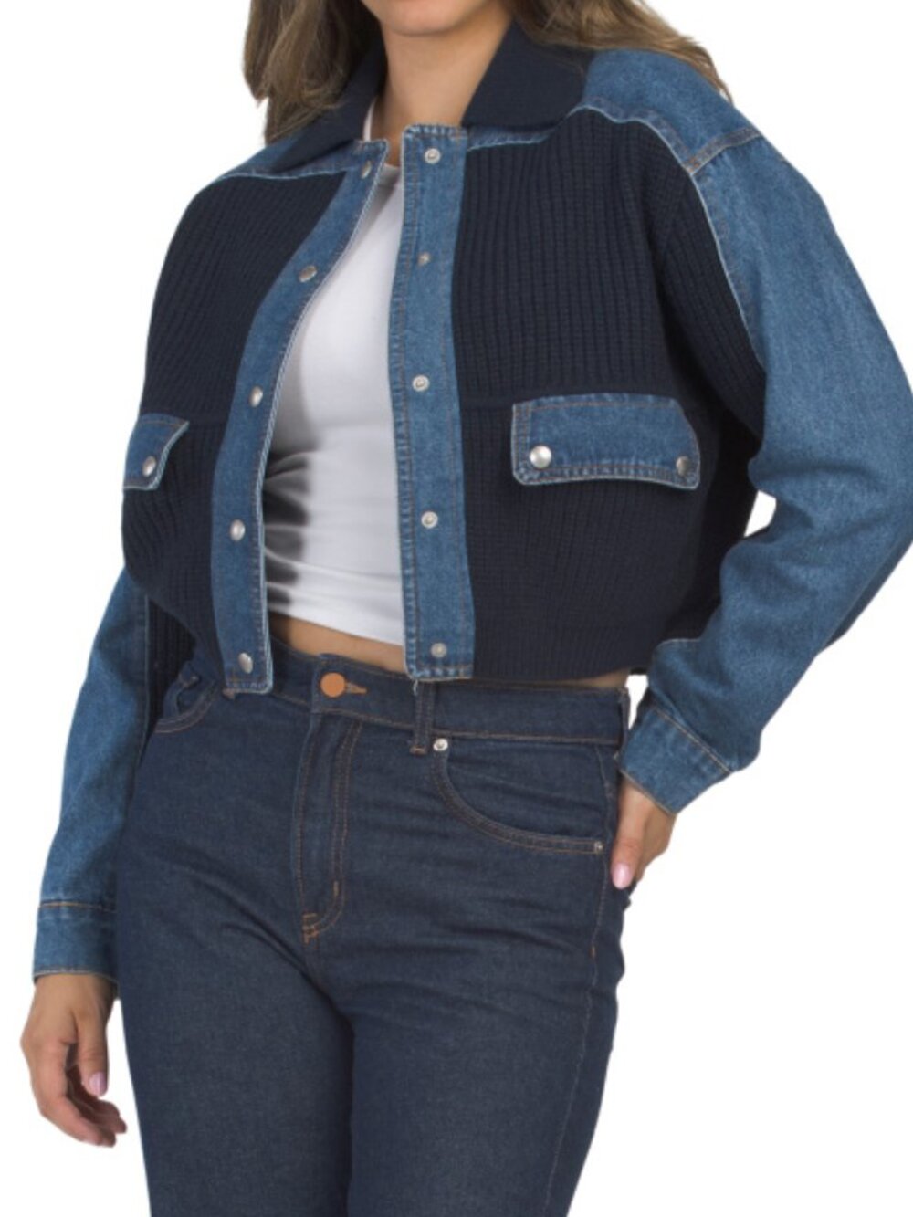 BLANK NYC Denim And Sweater Cardigan